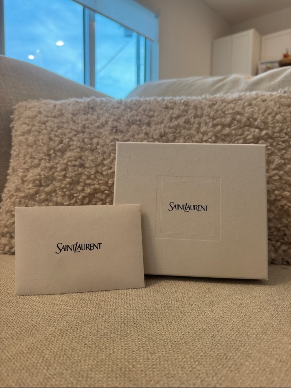 Saint Laurent Cream Luxury Gift Box and Envelope Set